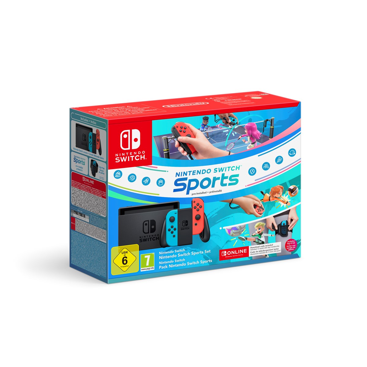 NINTENDO SWITCH CON JOY-CON ROSSO NEON/BLU NEON + NINTENDO SWITCH SPORTS + 12 MESI NSO