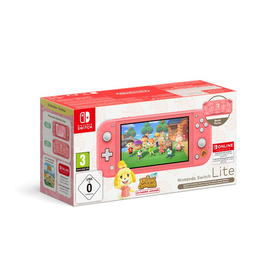 NINTENDO SWITCH LITE CORALLO EDIZIONE SPECIALE ANIMAL CROSSING ISABELLE + 12 MESI NSO